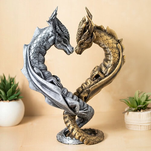 Dekoracija doma, figure, zaljubljena zmaja, srebrn in zlat Dekoracija doma, figure, zaljubljena zmaja, srebrn in zlat