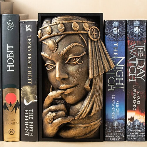 Držalo za knjige, book nook, Kleopatra, glorious gold