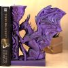 Držalo za knjige - bookend - zmaj - silk vijolična, črna