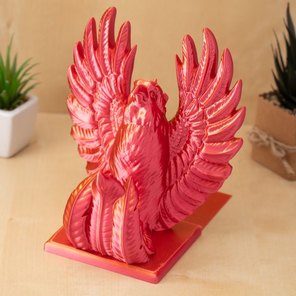 Držalo za knjige - bookend - feniks - silk zlata, rdeča