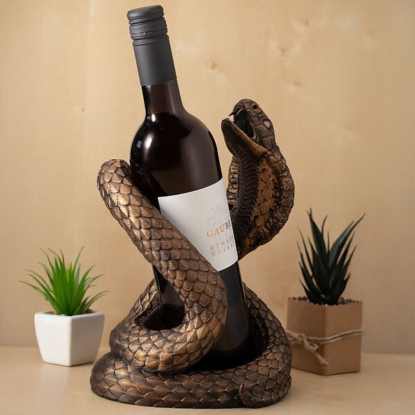Stojalo za vino kača, kobra, zlato